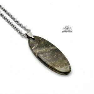 Pyrite Imani Necklace | Natural Oval Shaped Pyrite Crystal Necklace